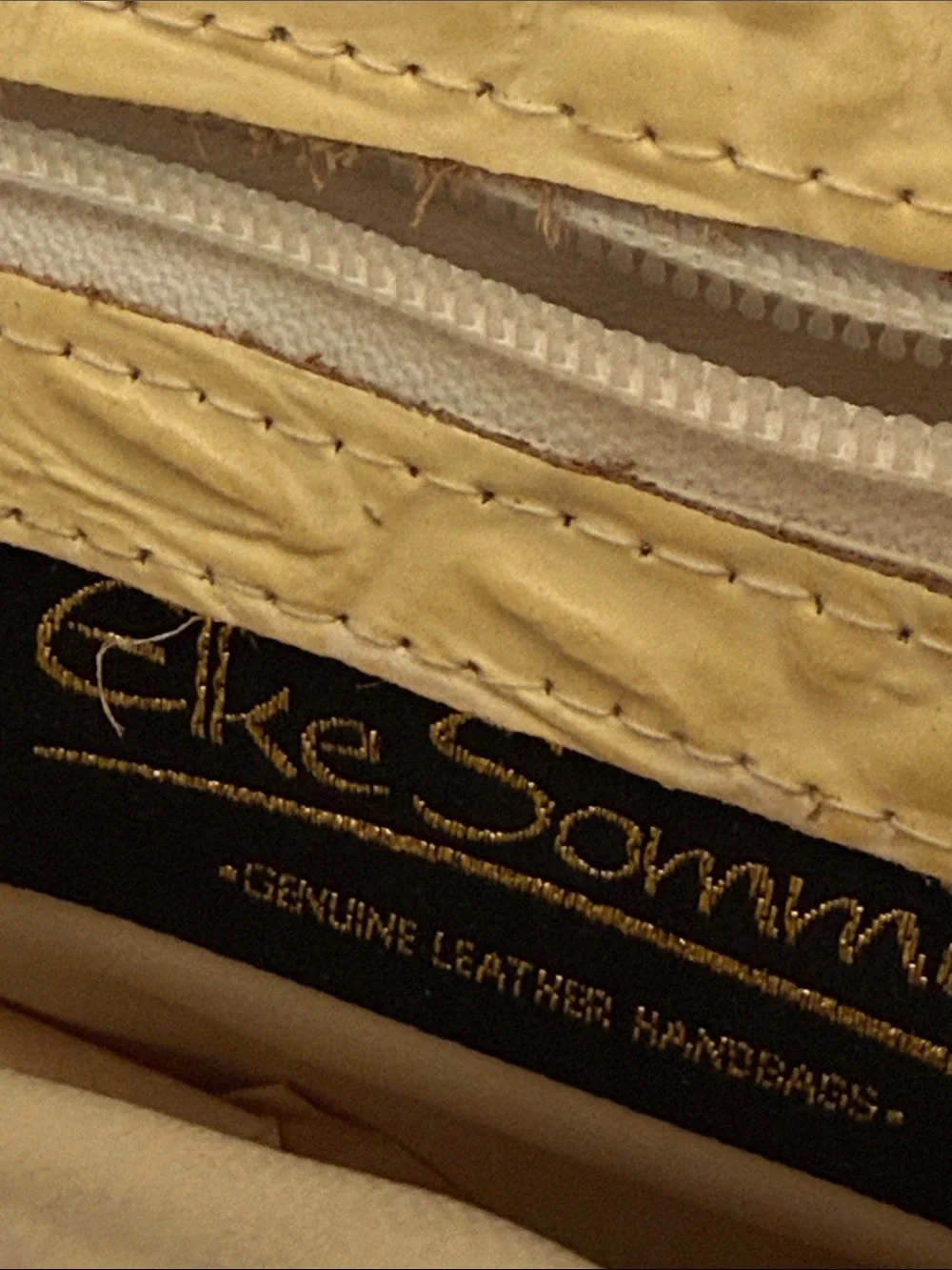 Elke Sommer Leather Classic Cream Croc-Embossed Top-Handle Collectable Bag